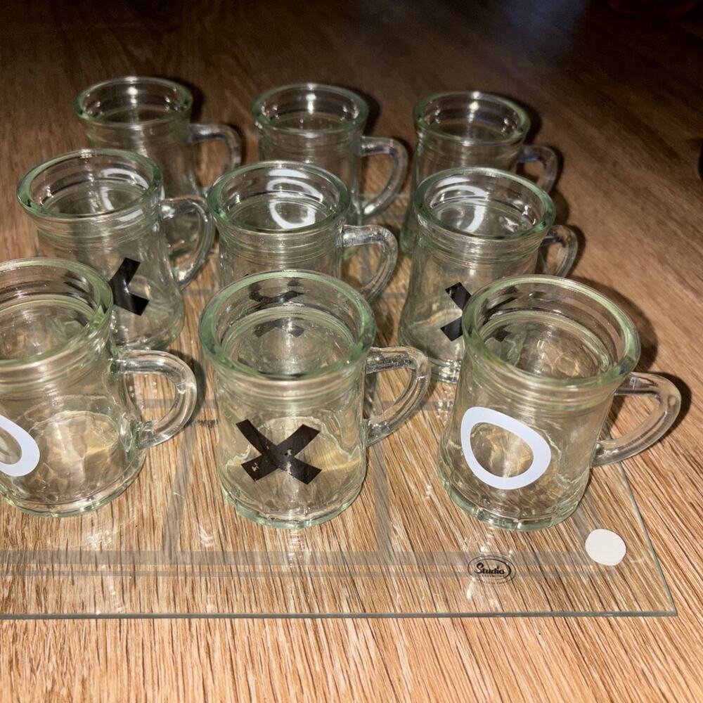 Glass drinking game tic tac toe box Ag